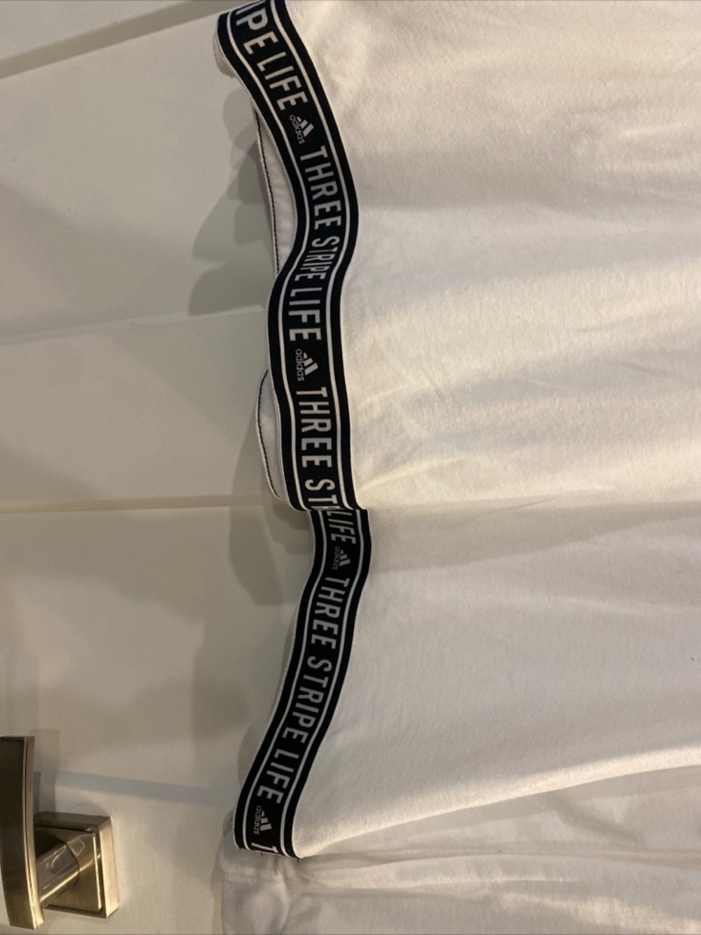 adidas White Long-Sleeve Crew with Logo Tape Hem - Picture 4 of 6